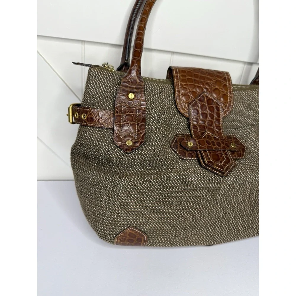 ERIC JAVITS Squishee Woven Satchel Alligator Embossed Handbag